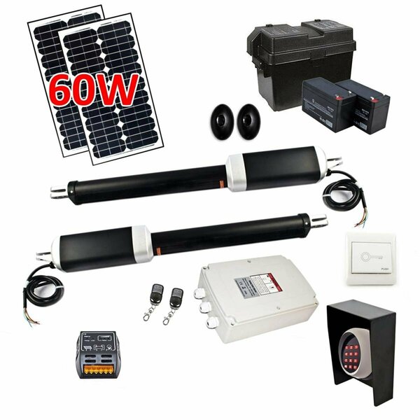 Aleko GG1700FULL Solar Powered Full Kit Metal Dual Swing Gate Opener For Gates Up To 1700-lb GG1700FULL-UNB